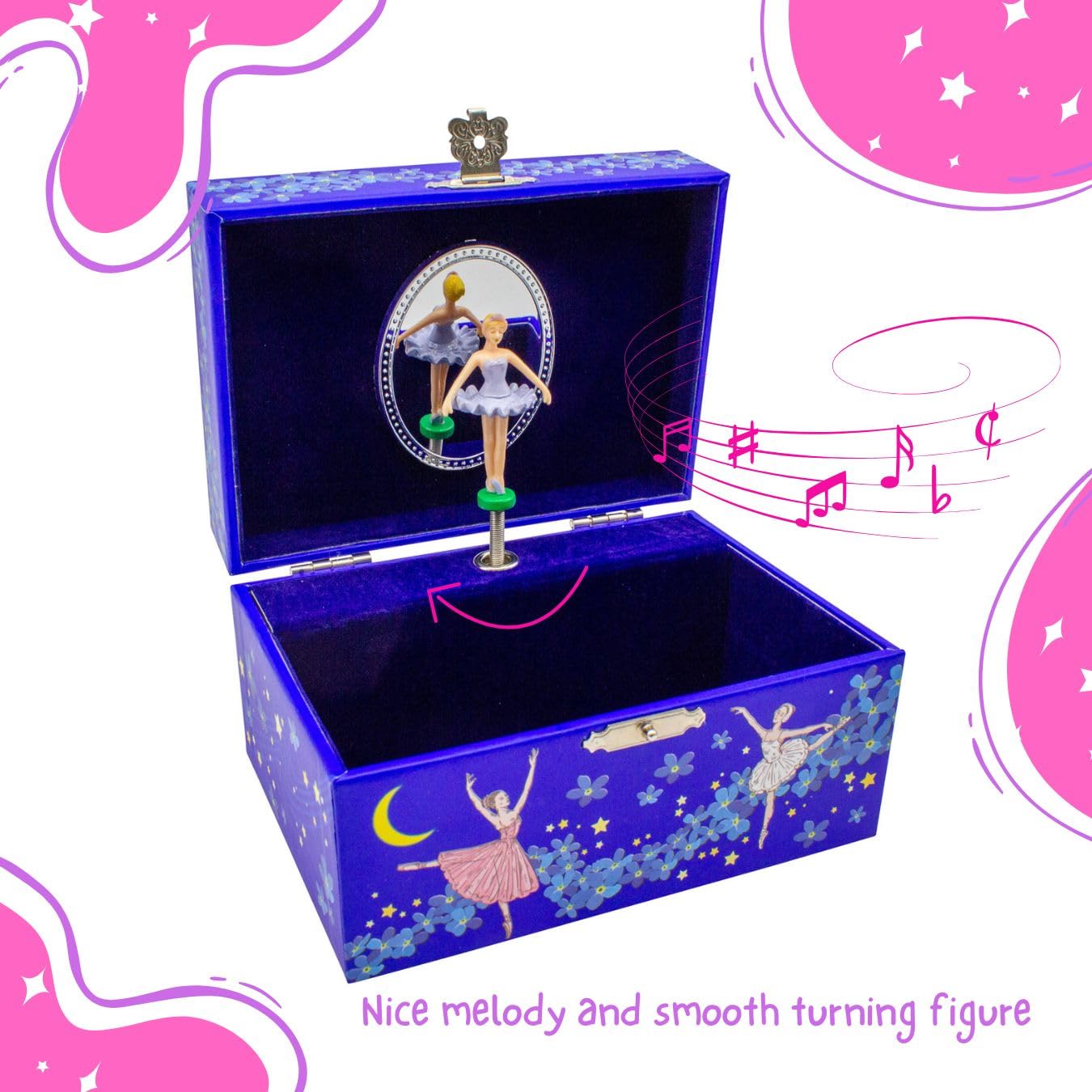 GICO Caja musical joyero para niñas, joyero azul, bailarina – Melodía: Lago de los cisnes – 92062