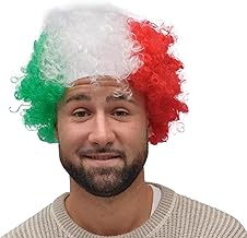 Ciao - Parrucca ricciolina Italia tricolore (80g), verde bianco rosso