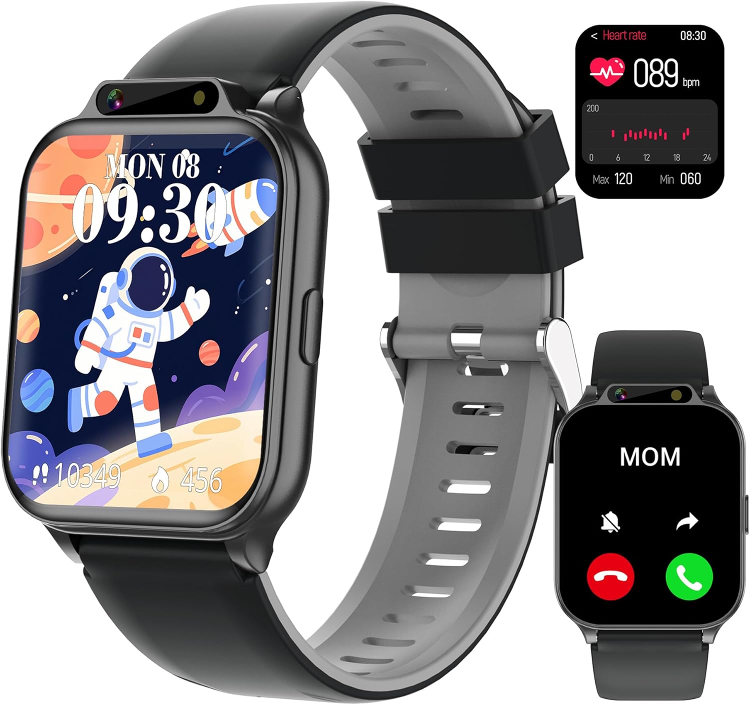 Kids Waterproof Smart Watch with Fitness Tracker Sports Activity Pedometer Heartrate SpO2 Stress Monitor Flashlight APP HD Touch Screen Camera Games Music for 4-13 Year Old Boys Gifts for Kids