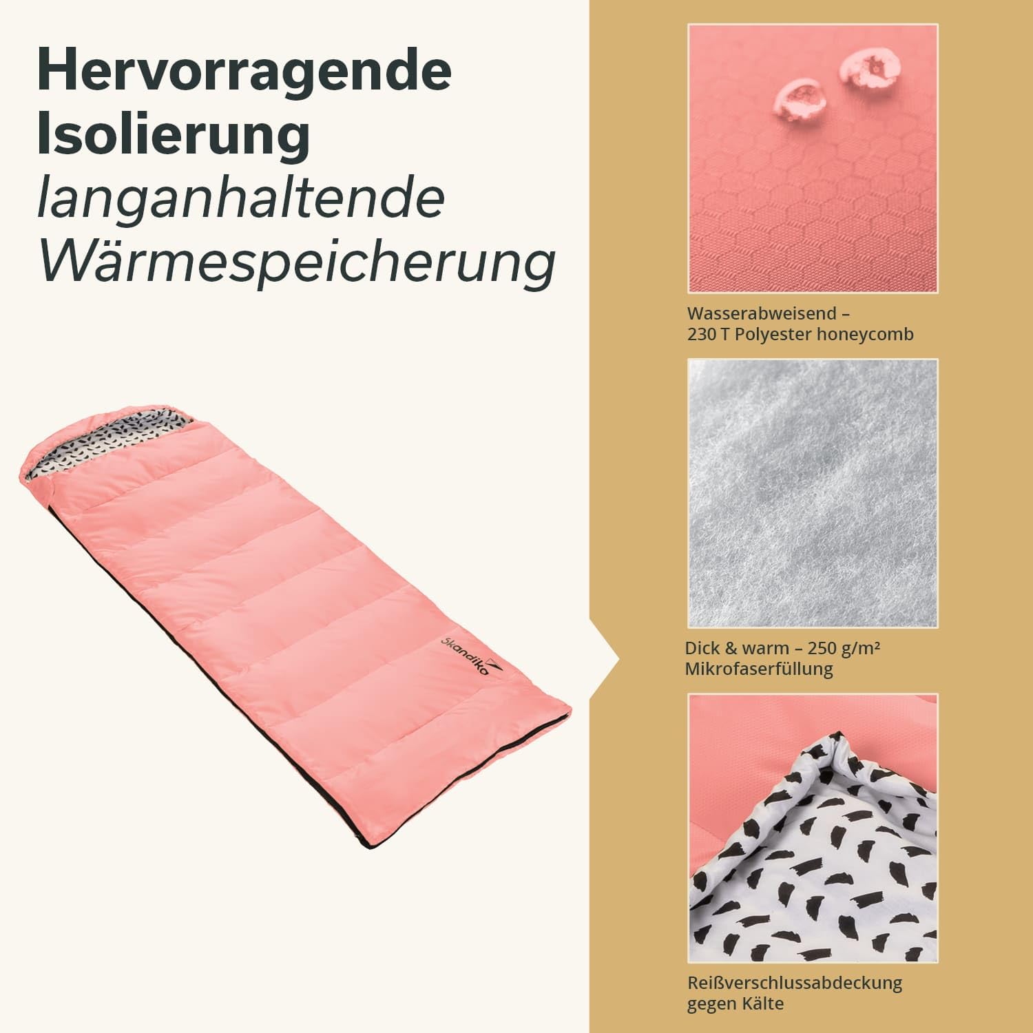 Skandika Iceland śpiwór jednoosobowy | z podszewką z polibawełny dla dorosłych, do -5°C, 220 x 80 cm, zimowy kemping