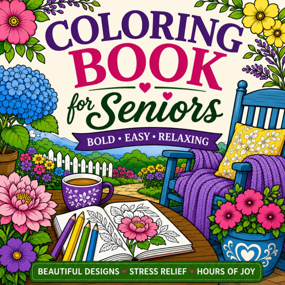 Coloring Book For Seniors: Bold & Easy Designs for Relaxation, Stress Relief, and Hours of Enjoyment