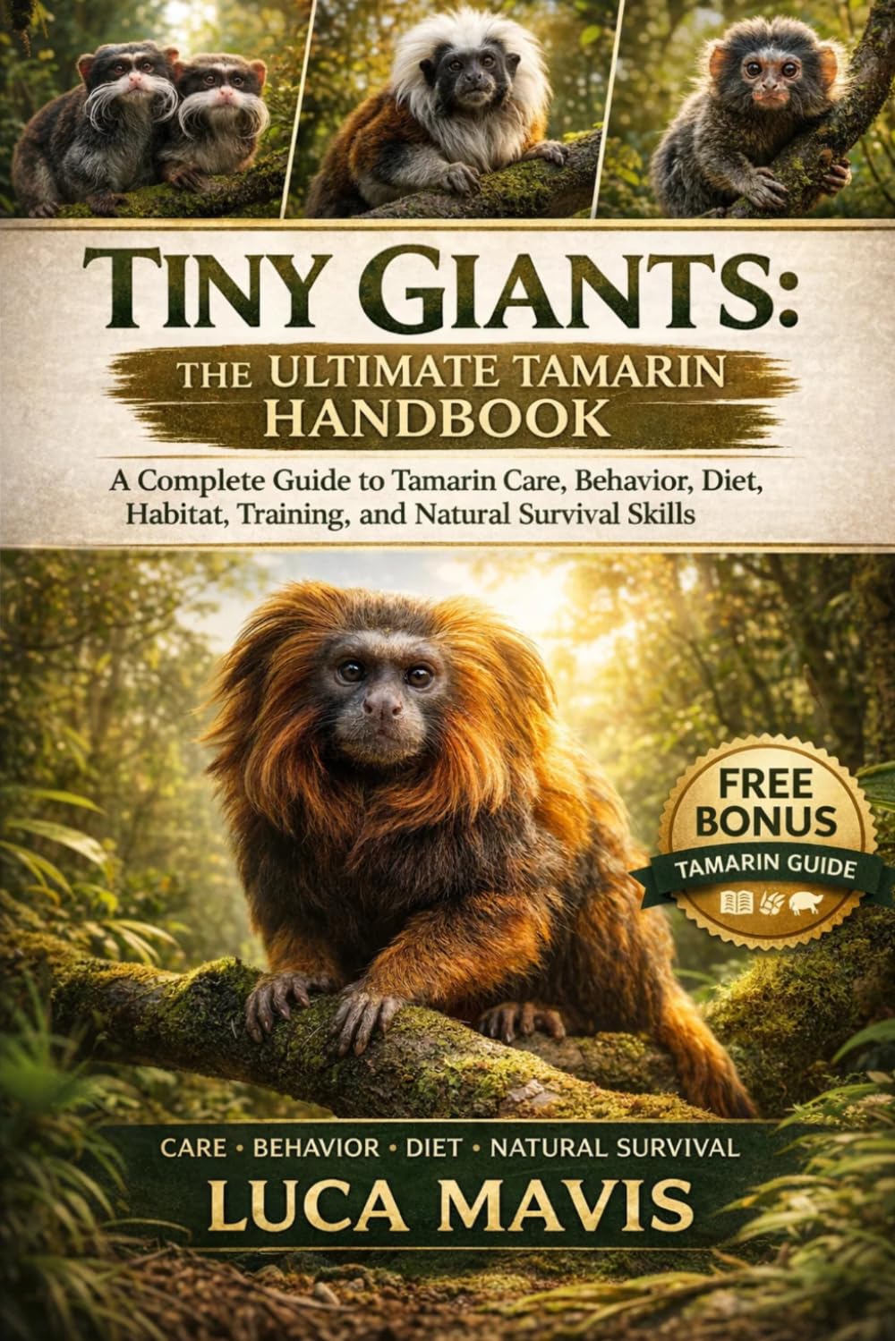 TINY GIANTS: THE ULTIMATE TAMARIN HANDBOOK: A Complete Guide to Tamarin Care, Behavior, Diet, Habitat, Training, and Natural Survival Skills