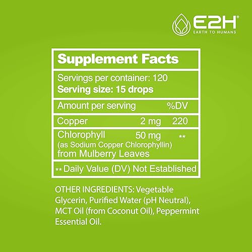 Miniatura 5 de E2H - Gotas líquidas de clorofila, refuerzo de energía natural, apoyo al sistema inmunológico y desodorante interno, sabor a menta (3 botellas)