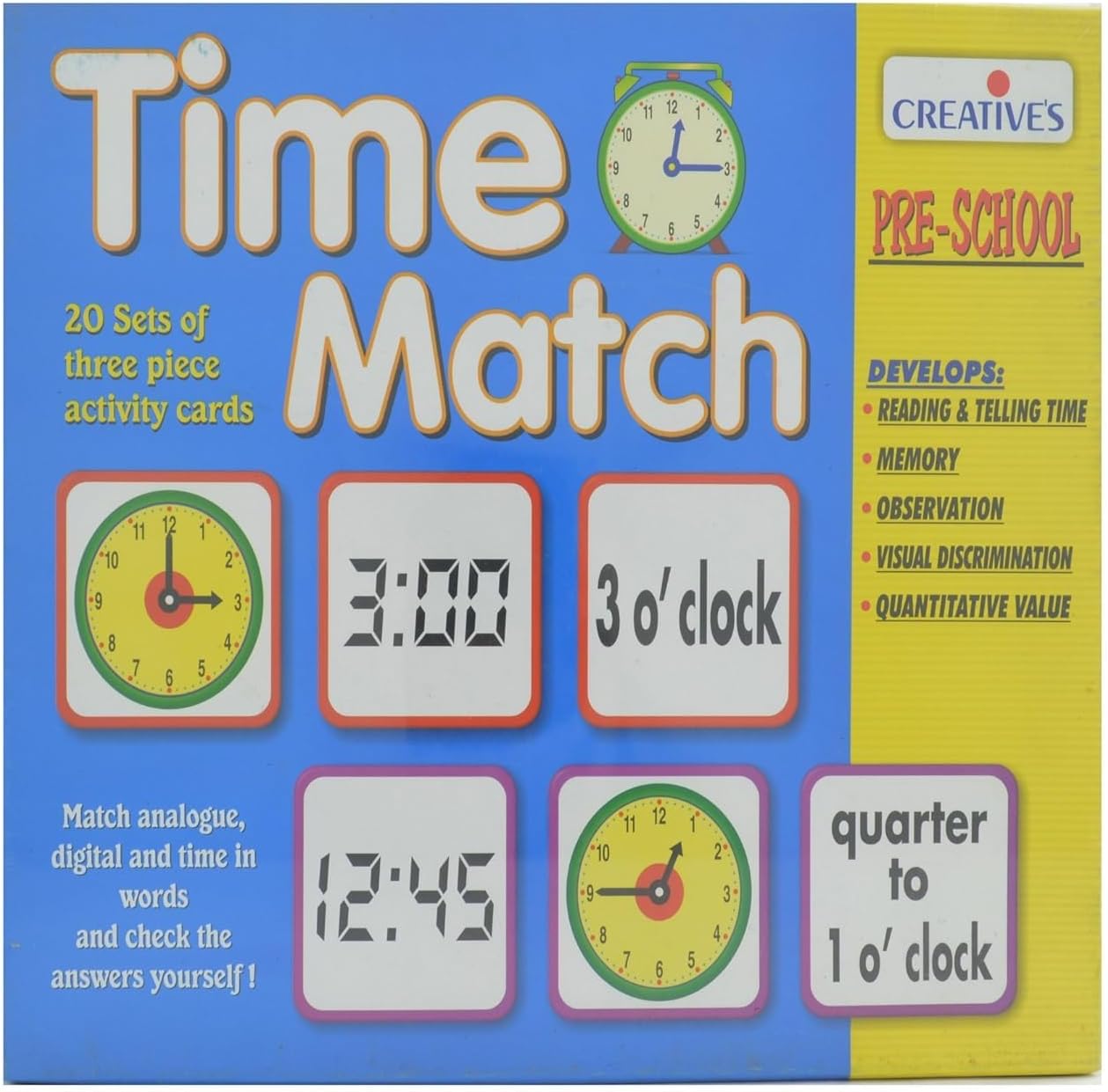 Creative Educational Aids P. Ltd. - CRE1062 Time Match Card Game (Multi-Color)