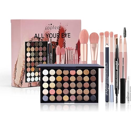 Pure Vie All-in-One Holiday Gift Makeup Set Cosmetic Essential Starter Bundle Include Eyeshadow Palette Lipstick Concealer Blush Mascara Foundation Face Powder - Makeup Kit for Women Full Kit