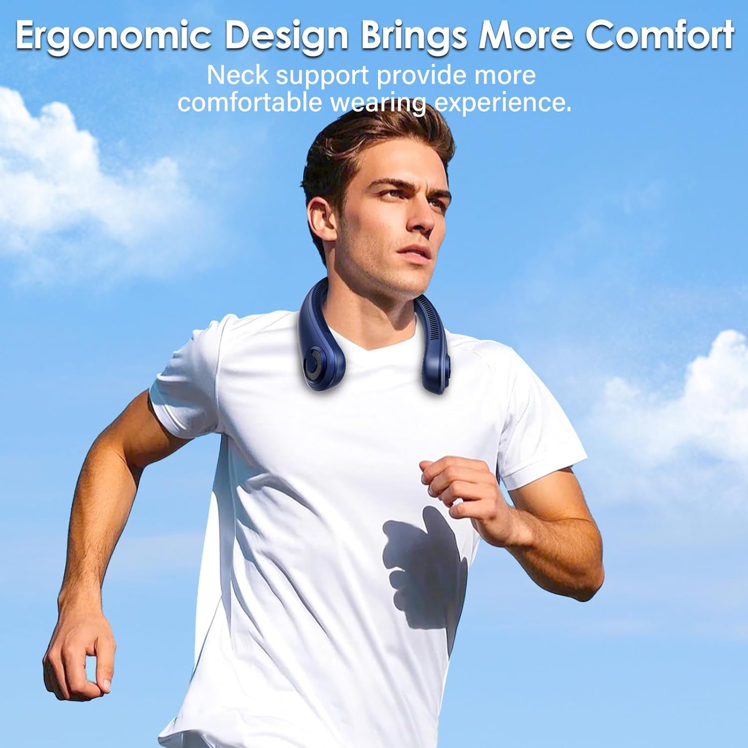 Portable Lightweight Neck Fan, 5 Speeds, Neck Support, Valentine's Gifts for Men Women, USB Rechargeable Personal Bladeless Wearable Cooling Neck Fan for Hot Flashes, Disneyland, Travel - Image 5