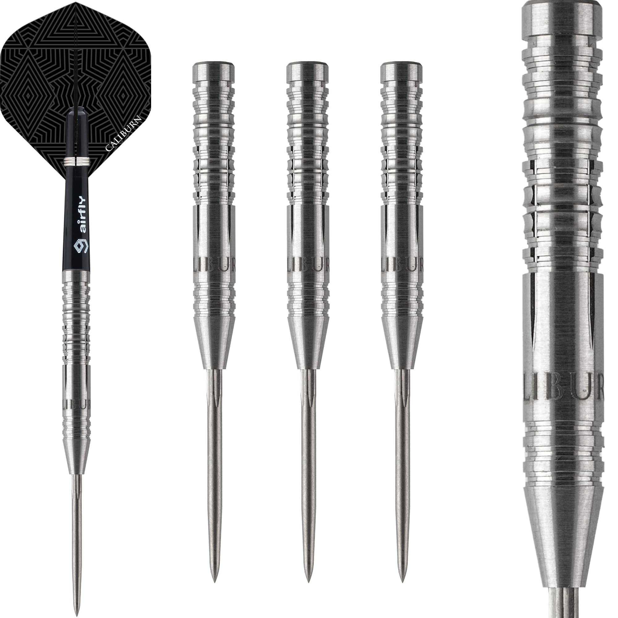 Caliburn | Hunt Darts Set | Steel Tip Darts Set | 90% Tungsten Barrel | H2 | Includes Darts Flights and Stems | Available in Multiple Weights. (23, Grams)