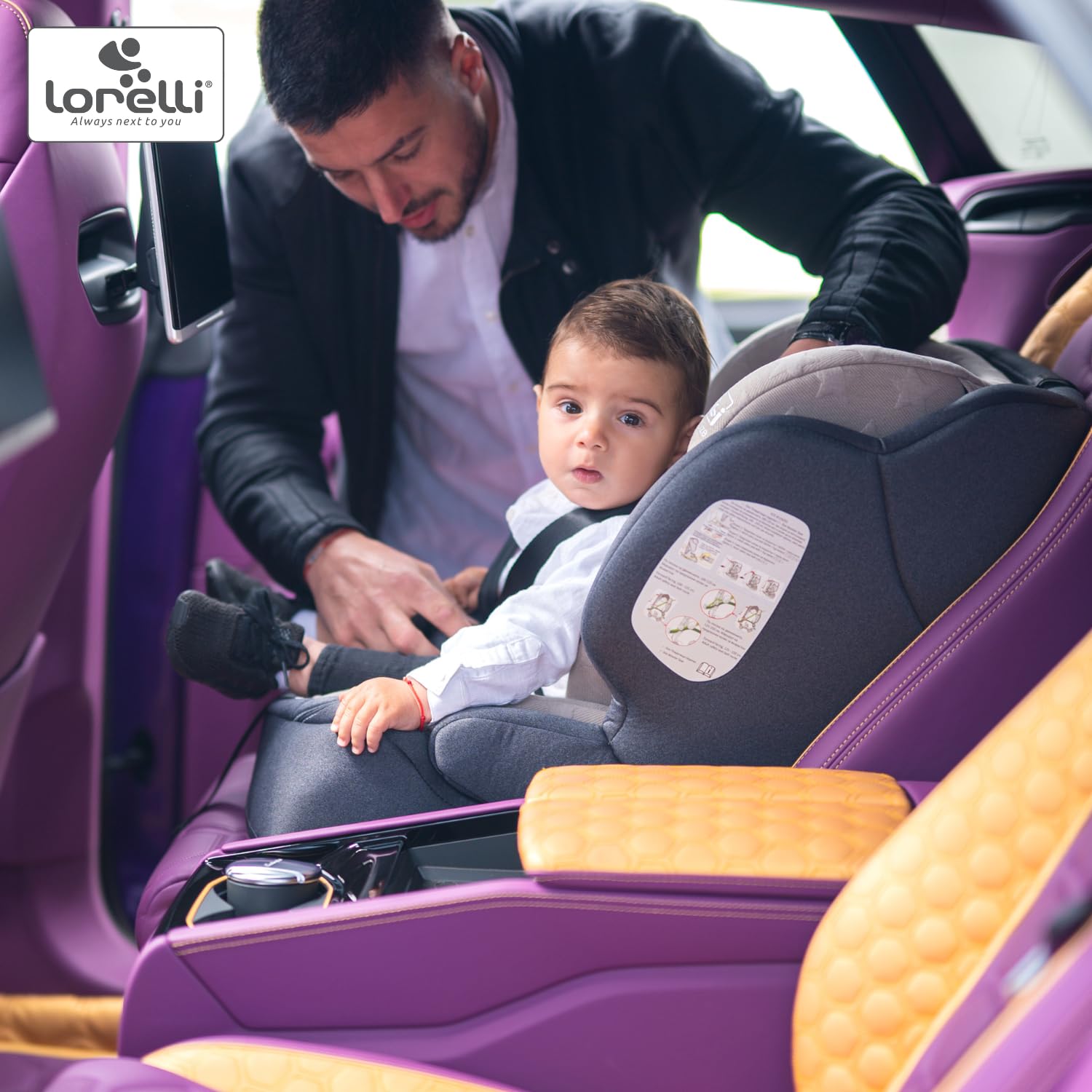 Lorelli Auto Kindersitz Andromeda mit Isofix i-Size, Mitwachsender Autositz für Kinder von 76-150 cm, Babysitz, Autokindersitz, Einstellbare Kopfstütze, 5-Punkt-Sicherheitsgurt, hellgrau