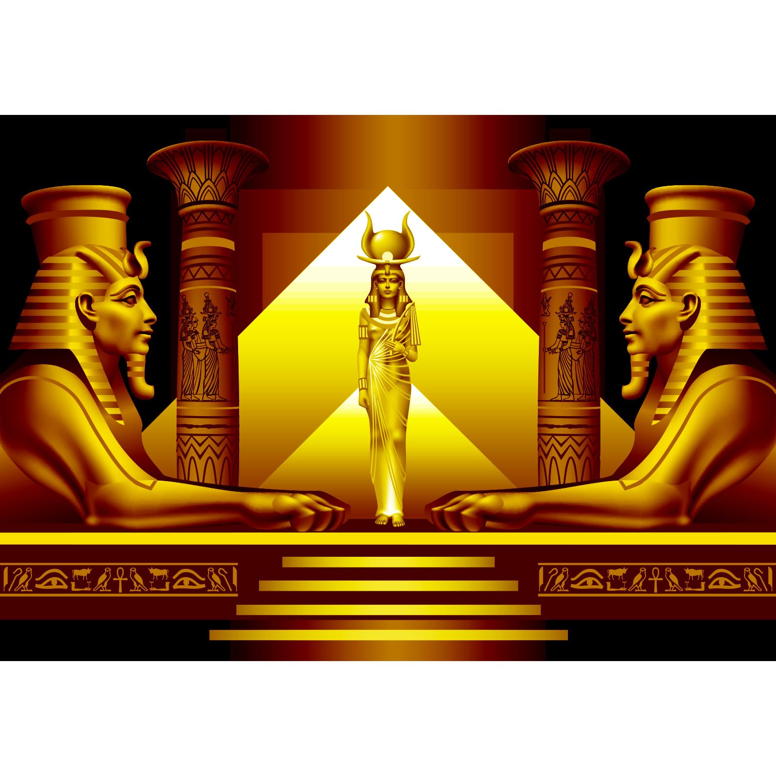 Egyptian Pyramids Sphinx Backdrop Ancient Egyptian Pharaoh Queen Decorations Golden Egypt Palace Stairway Photography Background Egyptian Temple Queen of Egypt Portrait Photo Studio Props 12x8ft