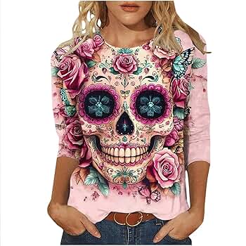 トップス 20AW SKULL FLOWER long shirt Amazon.com: Mexican Holiday Traditional Skull Flower Mens