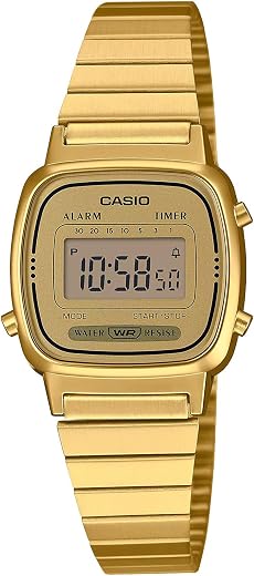 "Relogio Casio Vintage Feminino Digital, Caixa de 2,46 Cm, Pulseira de METAL, WR - LA670WGA-9DF"