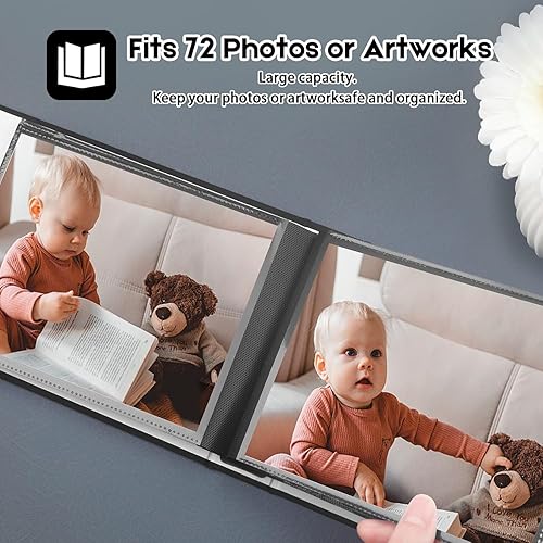 Miniatura 3 de Aevdor Álbum de fotos de 72 bolsillos de 8 x 10 pulgadas con capacidad para 72 fotos horizontales, álbum de fotos de 8 x 10 pulgadas, cubierta de