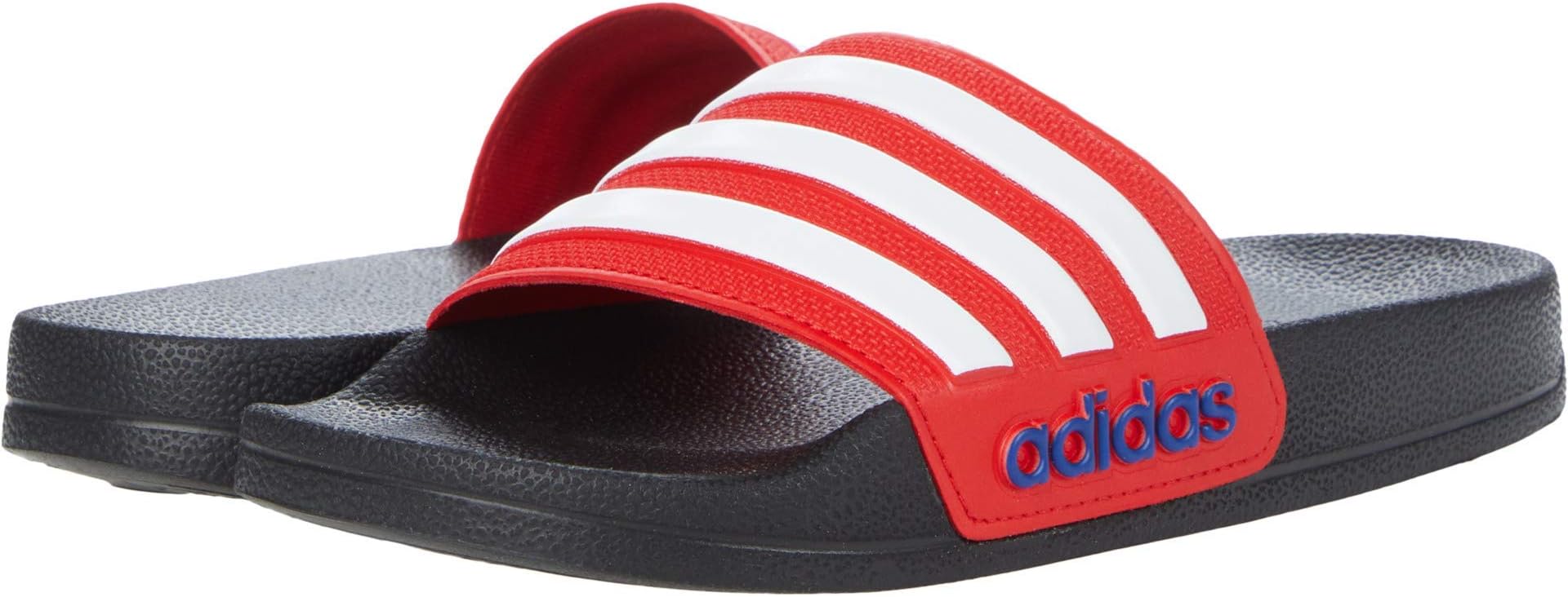Adilette Shower Slide Sandal, Black/White/Vivid Red, 11 US Unisex Little Kid