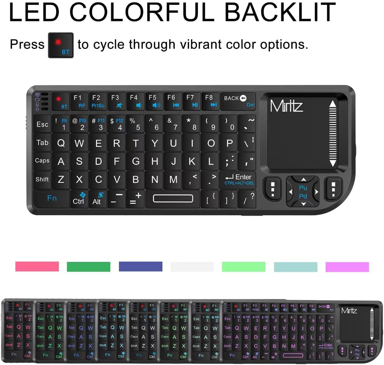Mini Wireless Keyboard, 2.4G/Bluetooth 5.1 Dual Mode Rechargeable Portable – for Steam Deck, Fire TV Stick, Raspberry Pi, Field Service, IT Technicians.