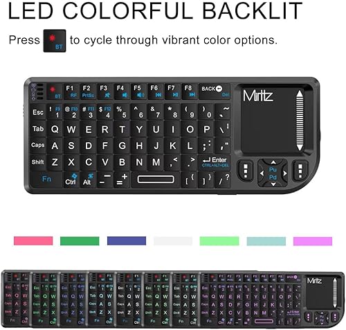 Miniatura 8 de Mini teclado inalámbrico de 2.4 GHz con panel táctil, ligero recargable ultra mini USB delgado con teclado retroiluminado RGB, Plug and Play,