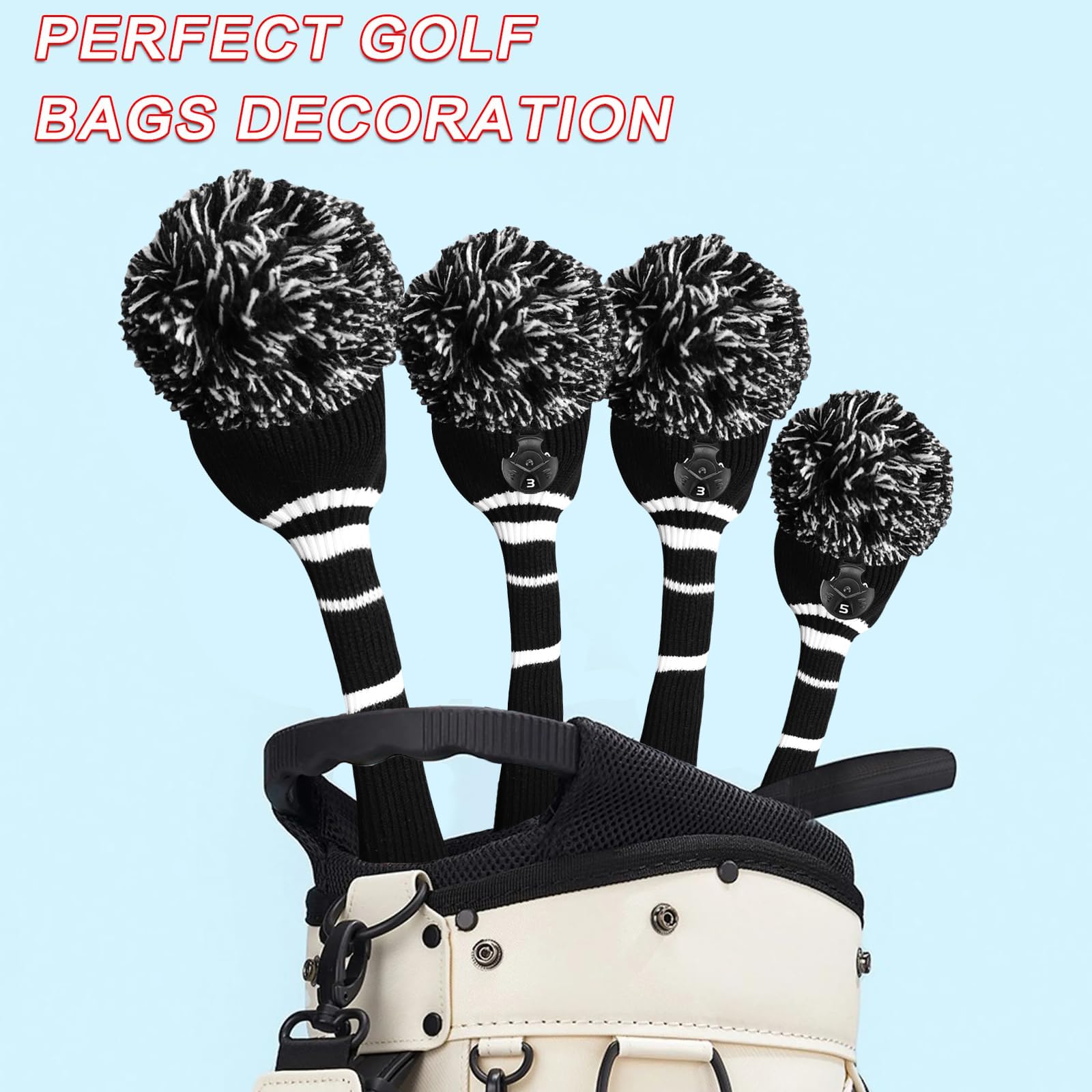 Schlägerkopfhüllen für Driver Fairway Holz Hybrid Golfschlägerhaube Golfschlägerhauben Golf Headcover Set, Schlägerhauben Club Covers Austauschbaren Nummernschild 1 3 5 7 X