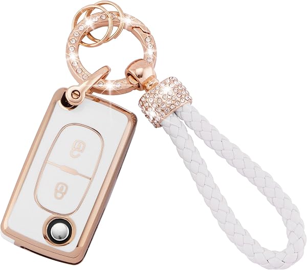 Koaudb Coque de clé de voiture en TPU compatible avec 2 boutons Peugeot 107 207 307 307S 308 407 607 807 3008 5008 Citroen C2 C3 C4 C5 C6 C8 Xsara Flip Folding Key Shell Case Fob (Pgt-2F) - 1