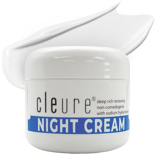 Cleure Crema de noche antienvejecimiento con ácido hialurónico y manteca de karité para pieles sensibles, sin gluten, salicilato, parabenos ni
