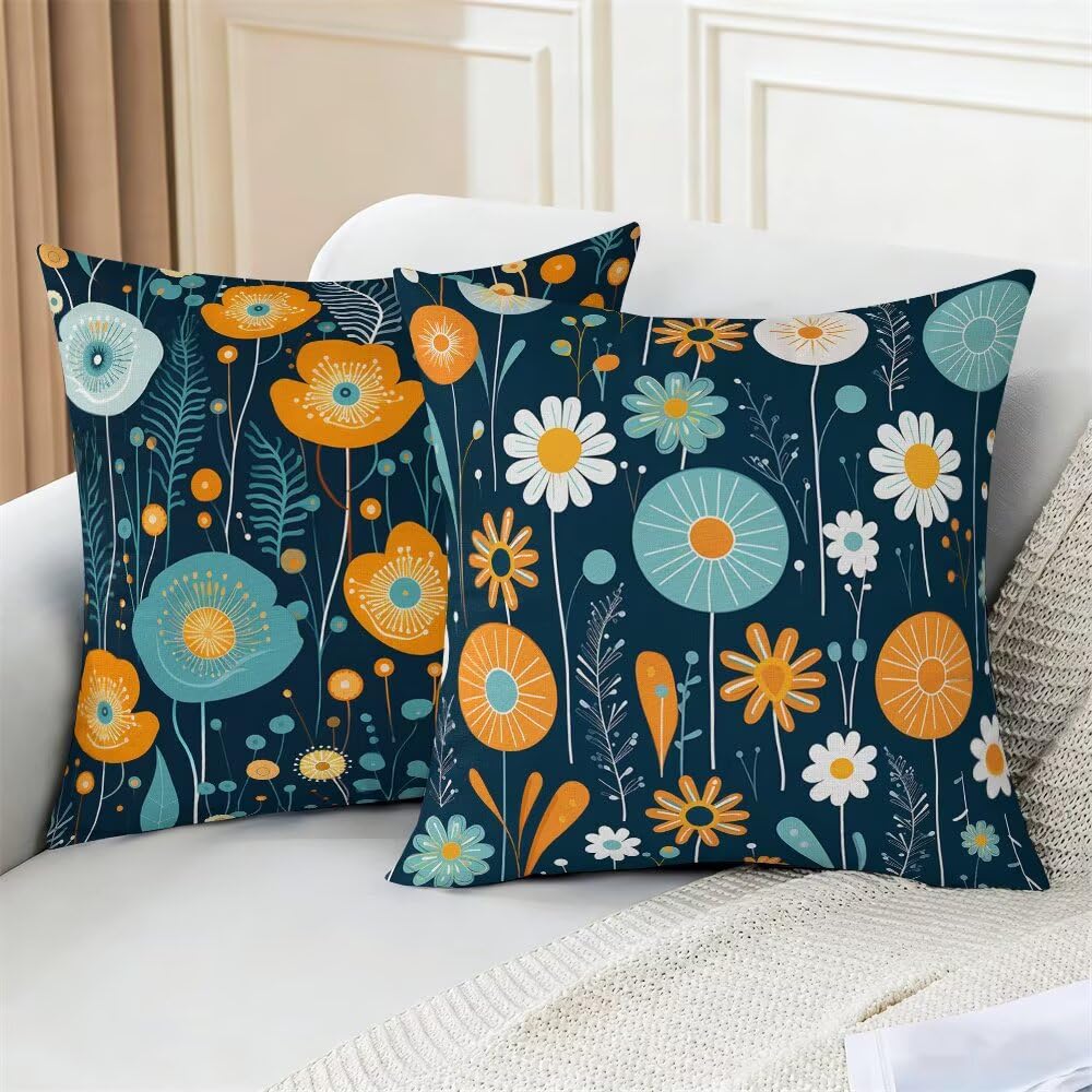 Federe Cuscini da Esterno Impermeabili 65x65 Blu Intenso Copri Cuscini per Divano Floreale Federa Cuscino Cartoon Decorativi Copricuscini per Divano Giardino Soggiorno Copricuscino Set di 2 (IU103)