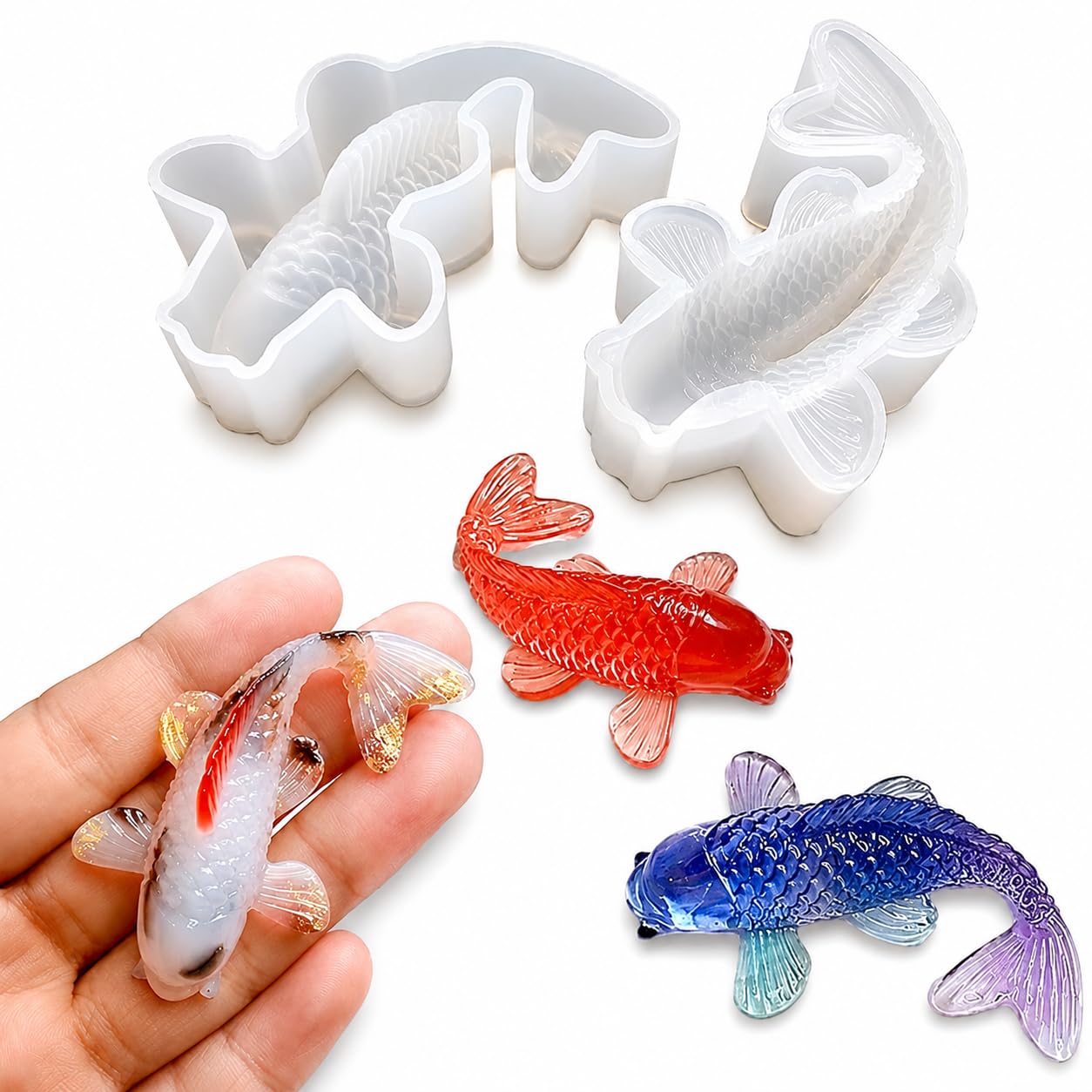 Amazon.co.jp: 【Ever garden】 鯉 シリコンモールド 2個セット 金魚 