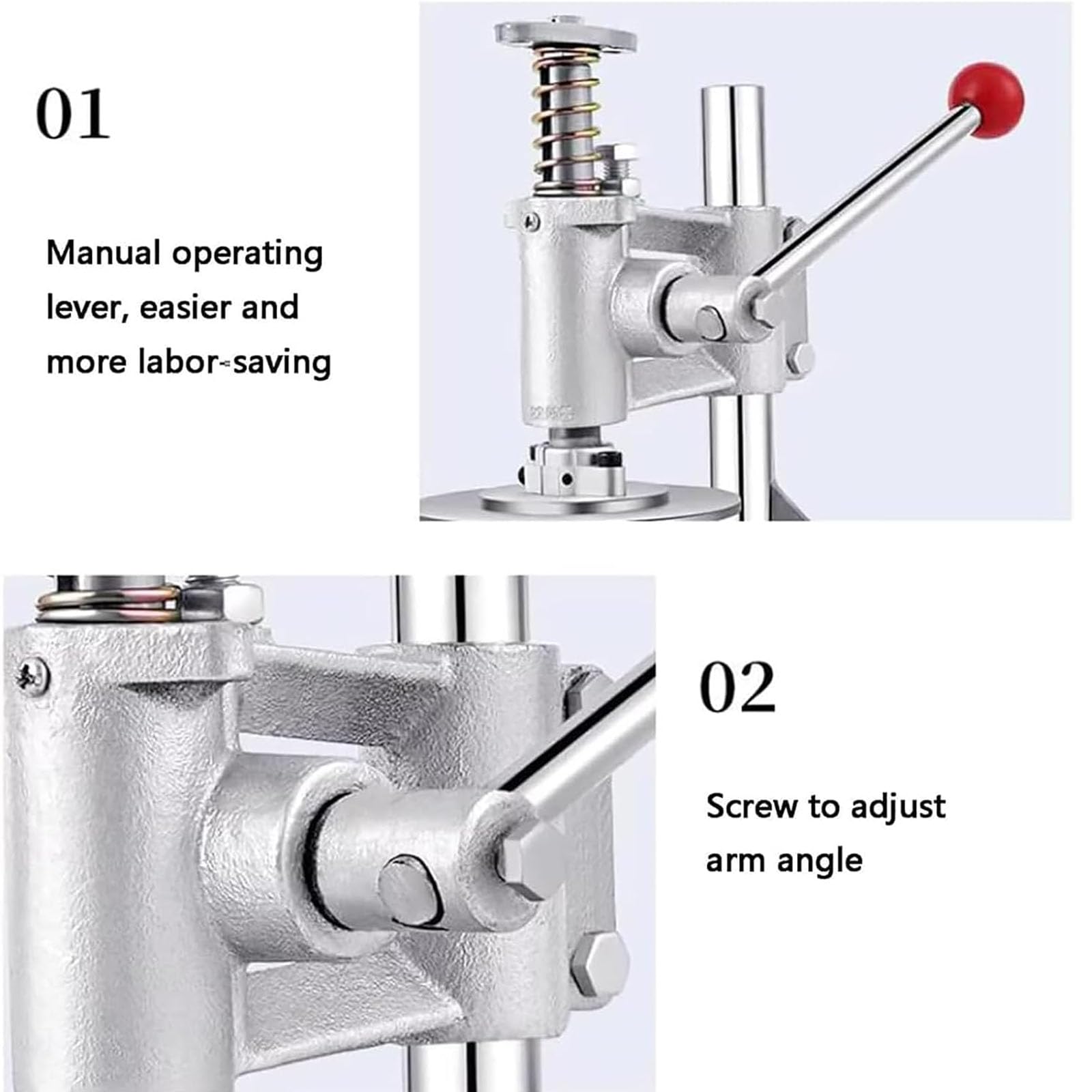 Pressa Manuale per Impasto Pizza, Pressa per Pizza in Acciaio Inox, Spessore Dellimpasto Regolabile, Ritorno Automatico, per Pizzerie, Snack Bar, Panetterie E Panifici