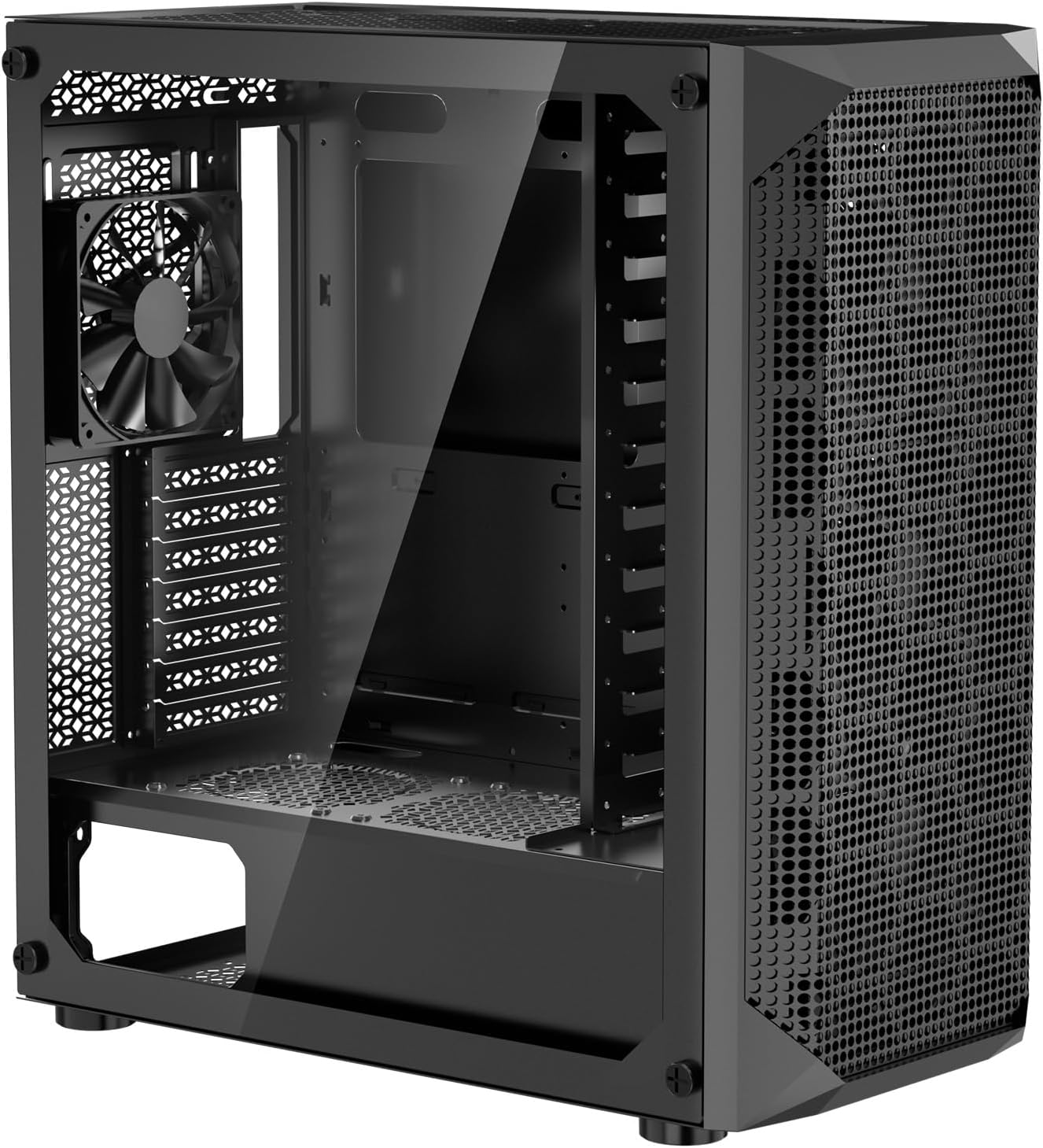 VEVOR PC Gaming Case, Mid-Tower, Computer Case with High-Airflow Tempered Glass Panel, Dust Filter, 4 x 120 mm Fans, Cable Management, for GPU up to 270 mm in Length, Compatible with ATX/M-ATX/ITX