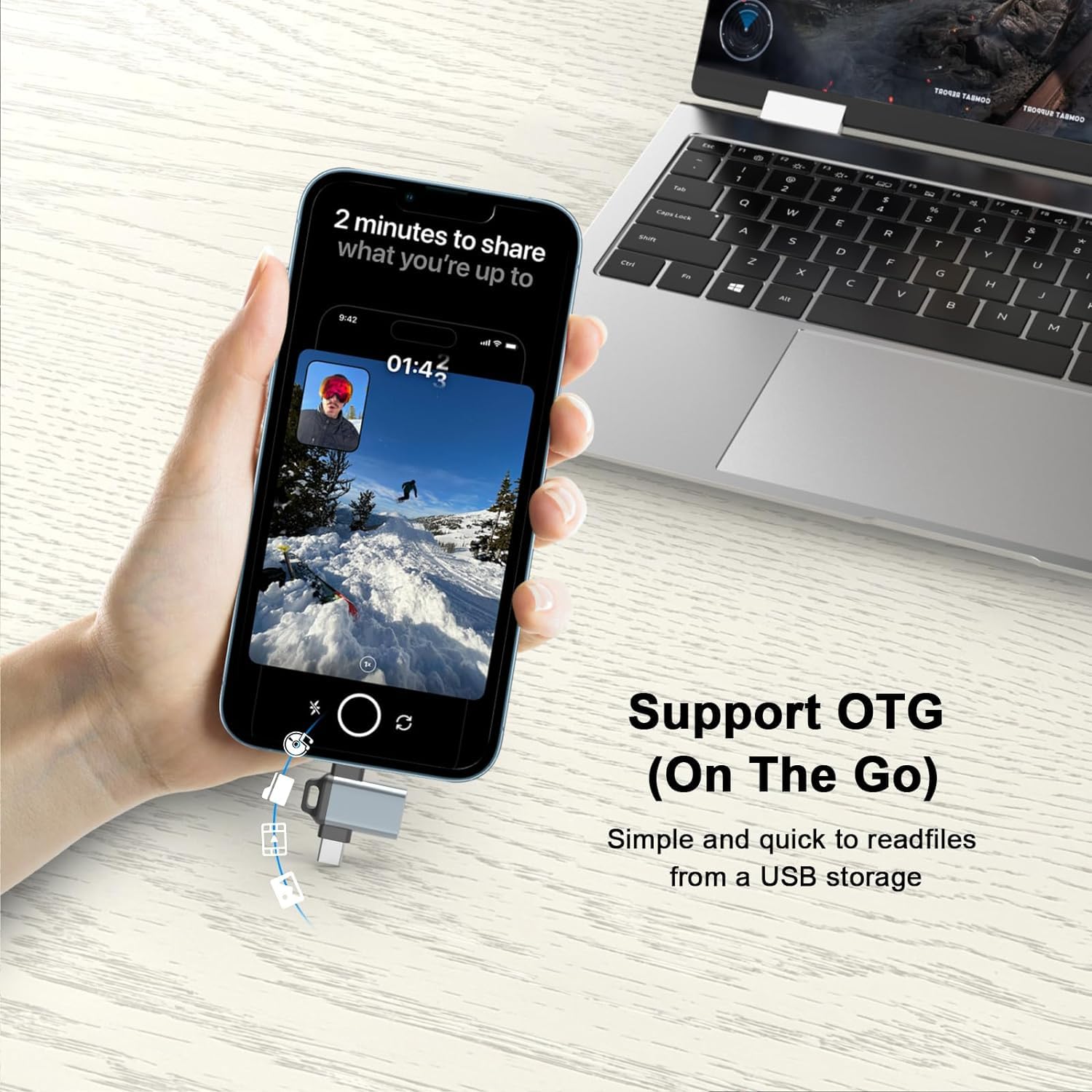 FEDUS ION 2-in-1 OTG Adapter: Type-C & 8-Pin iOS Connector to USB 3.0, 5Gbps High-Speed Data Sync, Connector for iPhone 17/16/15, Galaxy S26/S25/24, iPad, Mac, Pendrive, Mobile, Tablet, Laptop, PC 3