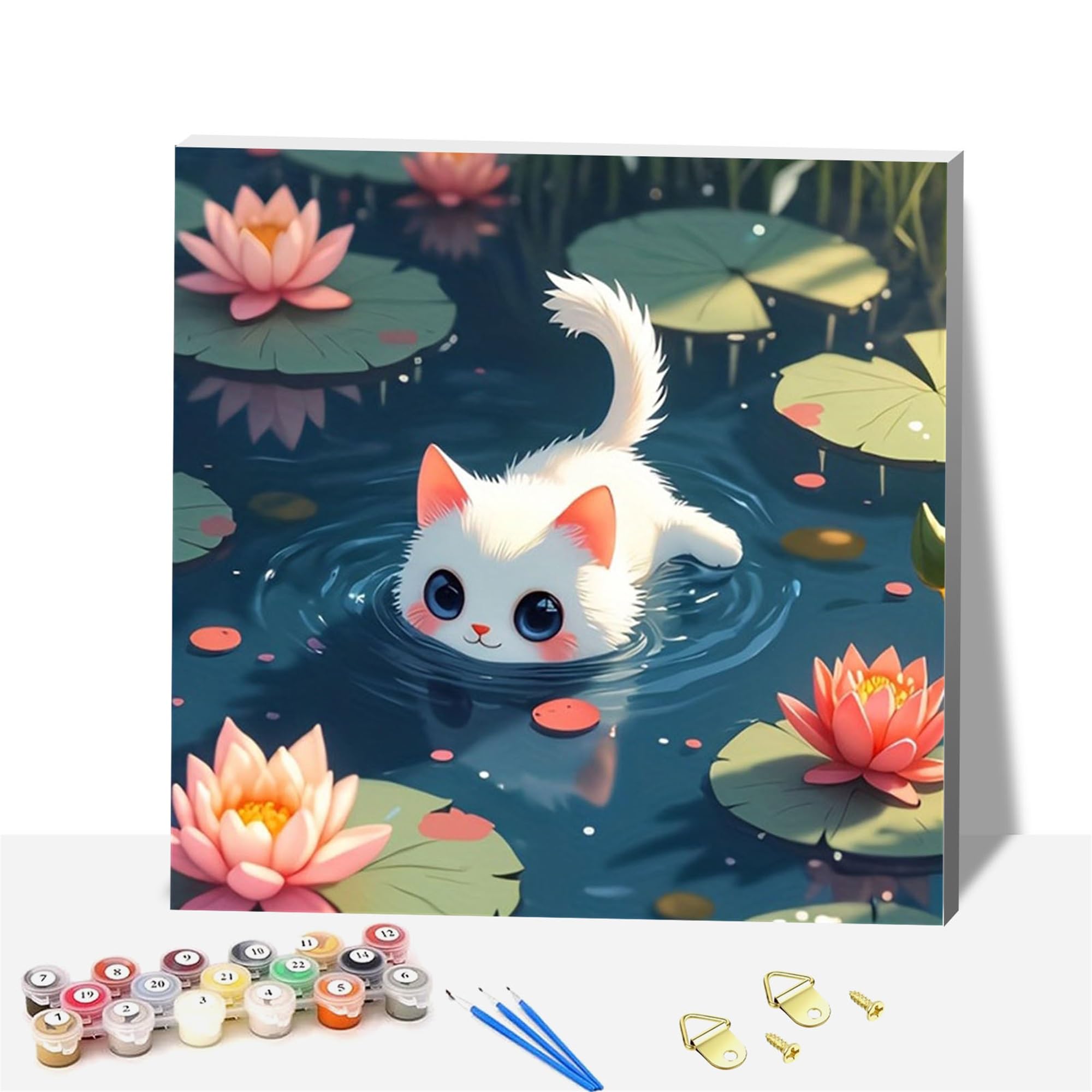 Xiangxujia Cat Wooden Framed Paint By Number For Adult,Diy Painting Kits For Adults,Color By Numbers,Small Paint By Number Canvas Crafts Watercolor For Beginners Hoom Decor (Cat)