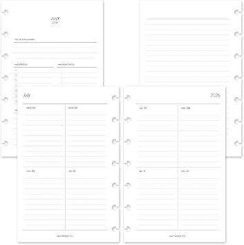 MAY PAPER CO. 2026/2027 WEEKLY Planner Insert Dated Week on 2 Pages Vertical Border Lined - Mini Happy Planner Size | July 2026 - June 2027 | Planner Refill Insert