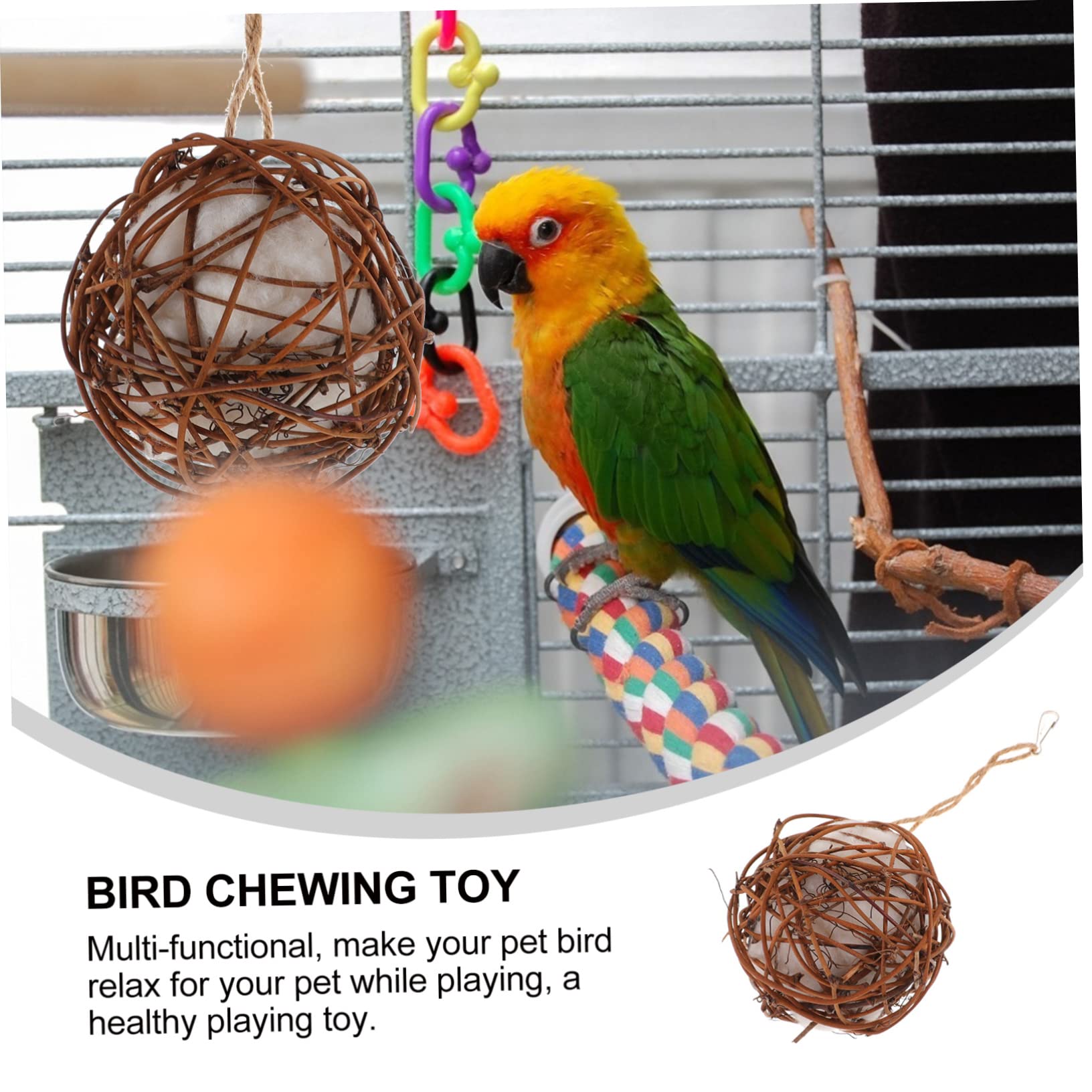 POPETPOP 4 Pièces Jouet à Mâcher Perroquet Jouet Oiseau pour Tourtereaux Oiseau Suspendu à Mâcher Cage Perroquet Perruche à Suspendre Volière Écorce Les Amoureux en Bois