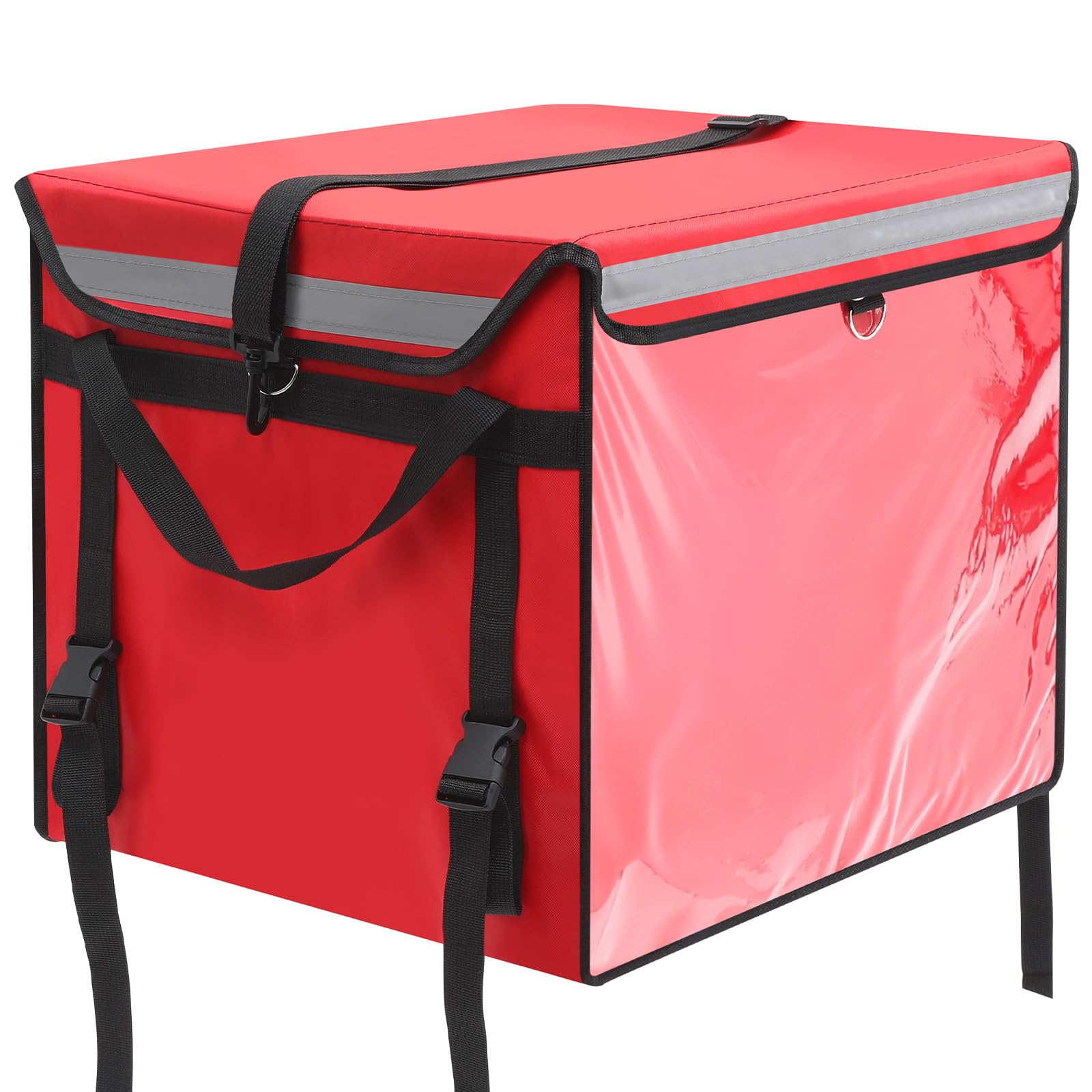 Photo 1 of CroBlissful Insulated Food Delivery Bag for Bike with Rear Rack Pizza Delivery Box with Shoulder Belt and Internal Accessories Waterproof, Internal Dimensions (Red,19.2 x 15.5 x 16.1 Inches)