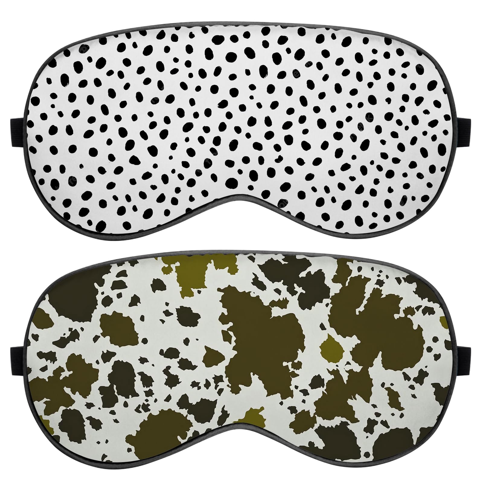 Deokke Schlafmaske, Seide, Augenmaske mit verstellbarem Riemen zum Schlafen, weich, niedlich, ästhetisch, für Damen, Mädchen, Herren, Flugzeug (T1-punkte Rindsleder)