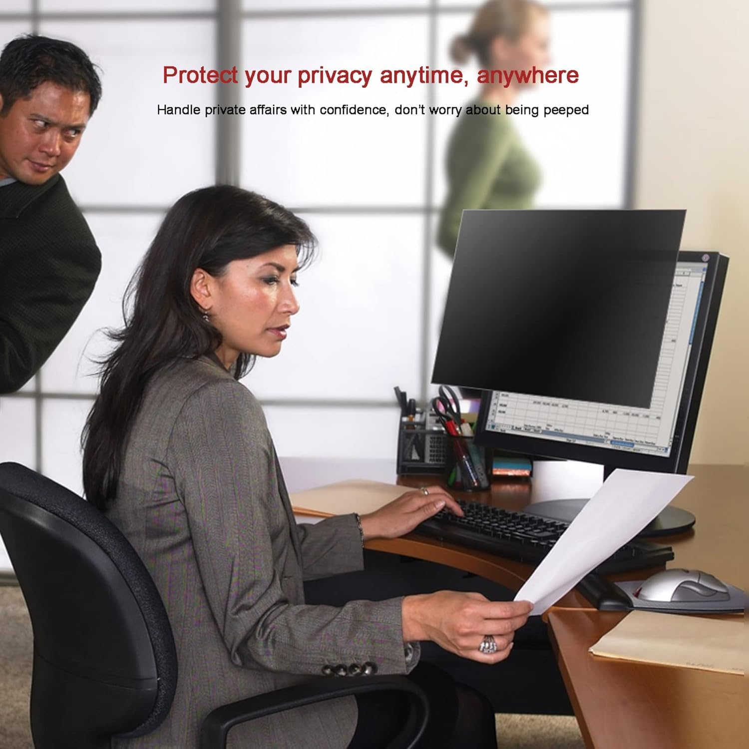 DARZYS Computer Privacy Screen Filter, Computer Privacy Film, Hanging Removable Acrylic Screen Protector For Diagonal 19-32 Inch(19/20in 458x280mm)