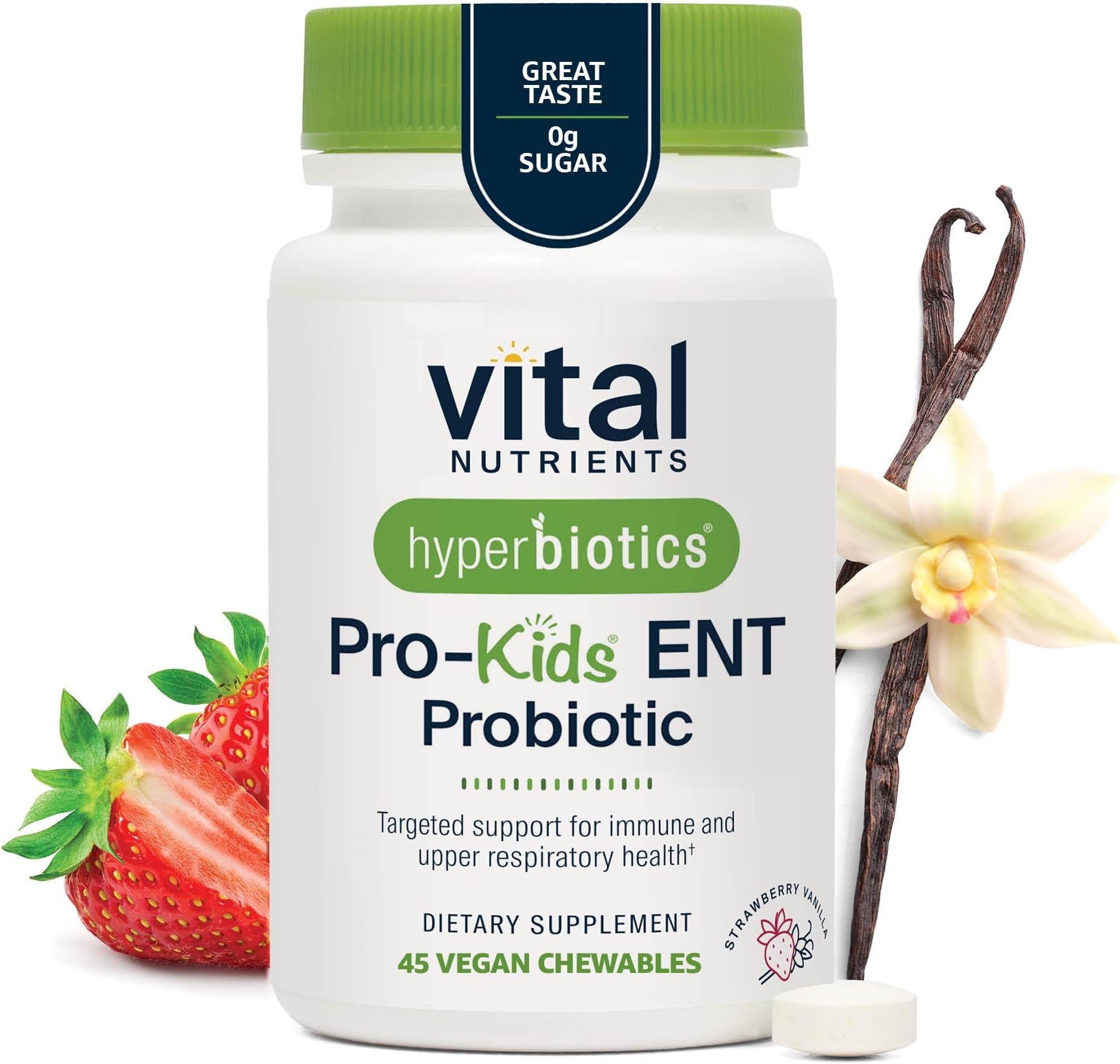 Hyperbiotics Pro-Kids Ent Probiotic Strawberry Vanilla 45 Chewable Tablets - 163322