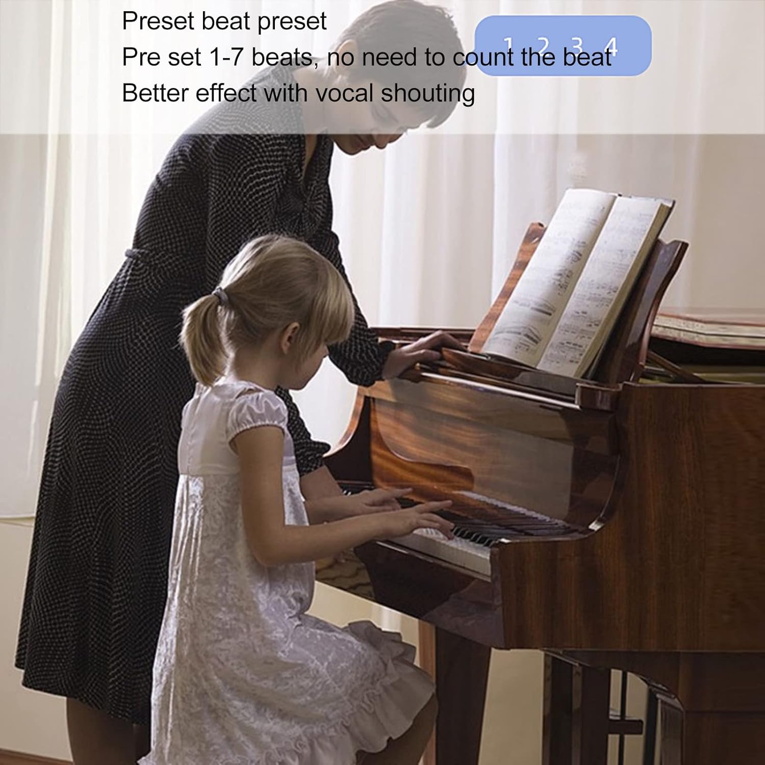 Alomejor Electronic Digital Metronome Universal Smart Bluetooth Metronome for Guitar Piano Drum Violin Instrument Black