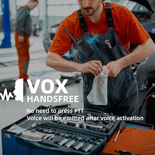 Miniatura 5 de Retevis Walkie Talkies RT27 (paquete de 6) con auriculares (paquete de 6), radio manos libres VOX, alarma local, radio resistente de 2 vías con