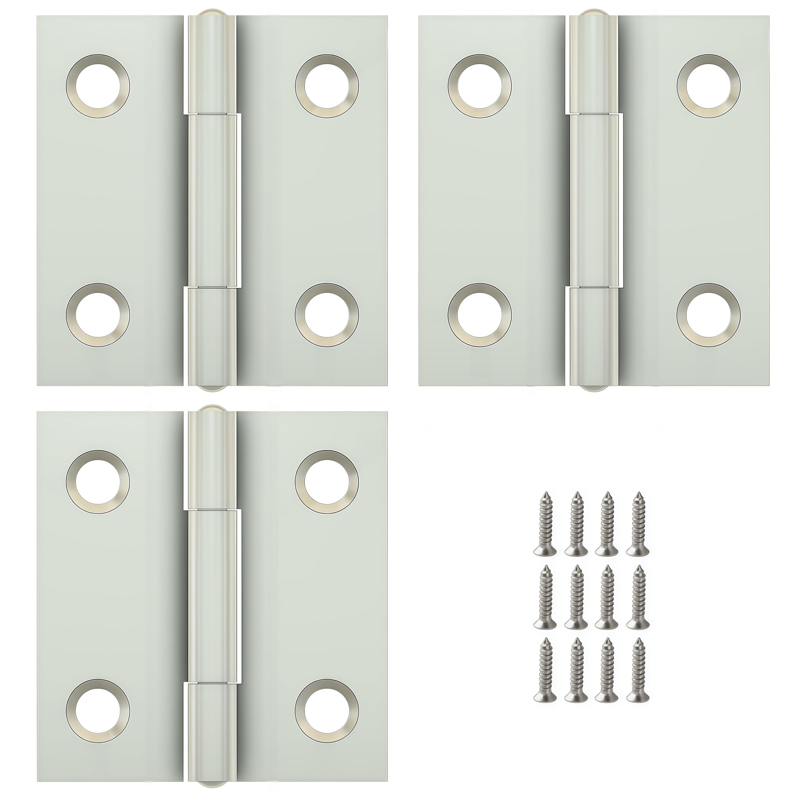 Vbnexyr Regular Hinge 3 Pack Of Stainless Steel Folding Hinges For Cabinets Casement Hinges And Door/Window Hardware With Screws 38 * 36 * 1.5Mm (Brushed Steel Core)