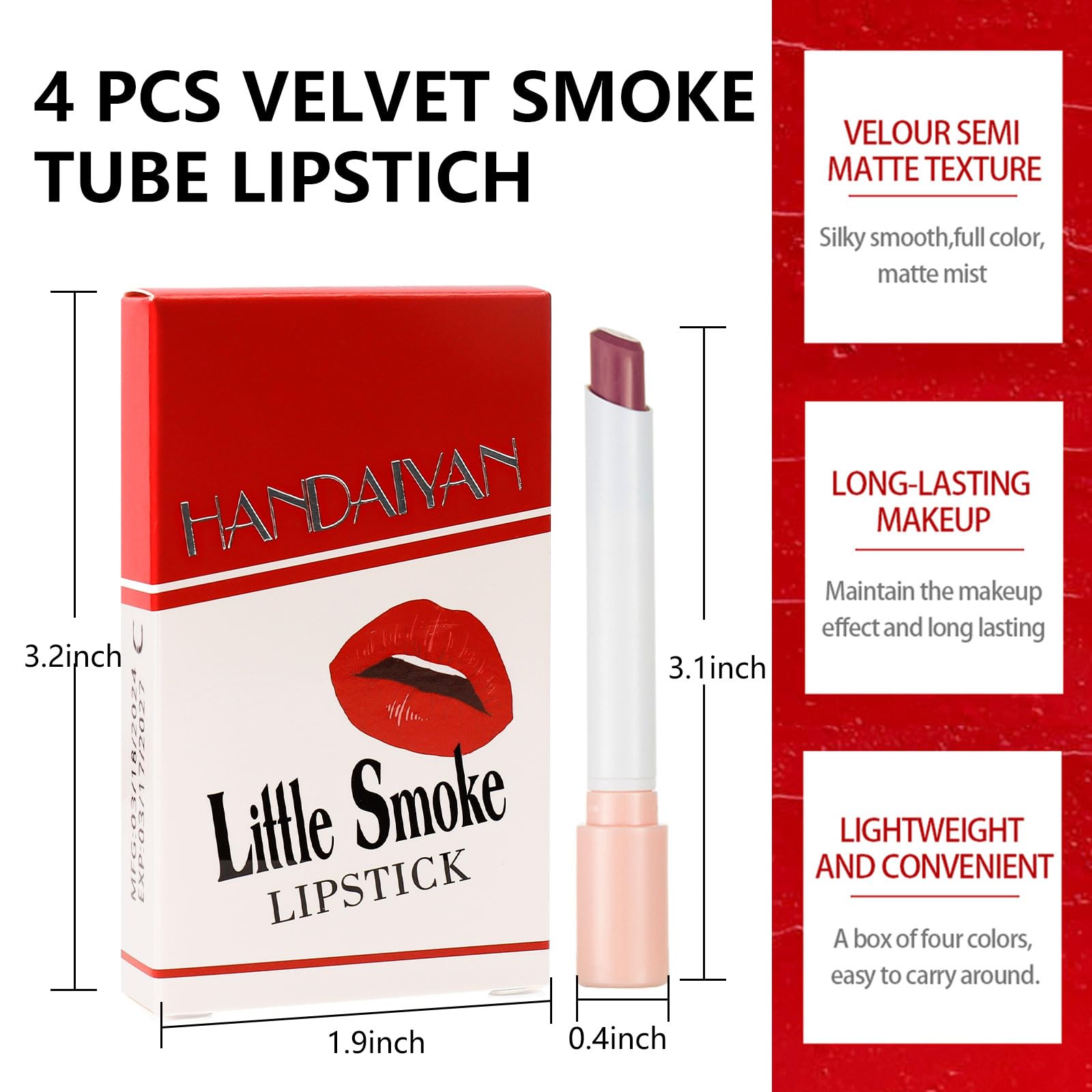Long Lasting Matte Lipstick Set - 4 PCS High Pigmented Velvety Waterproof Natural Lip Gloss Makeup Gifts (Set B, 30g) - Image 3