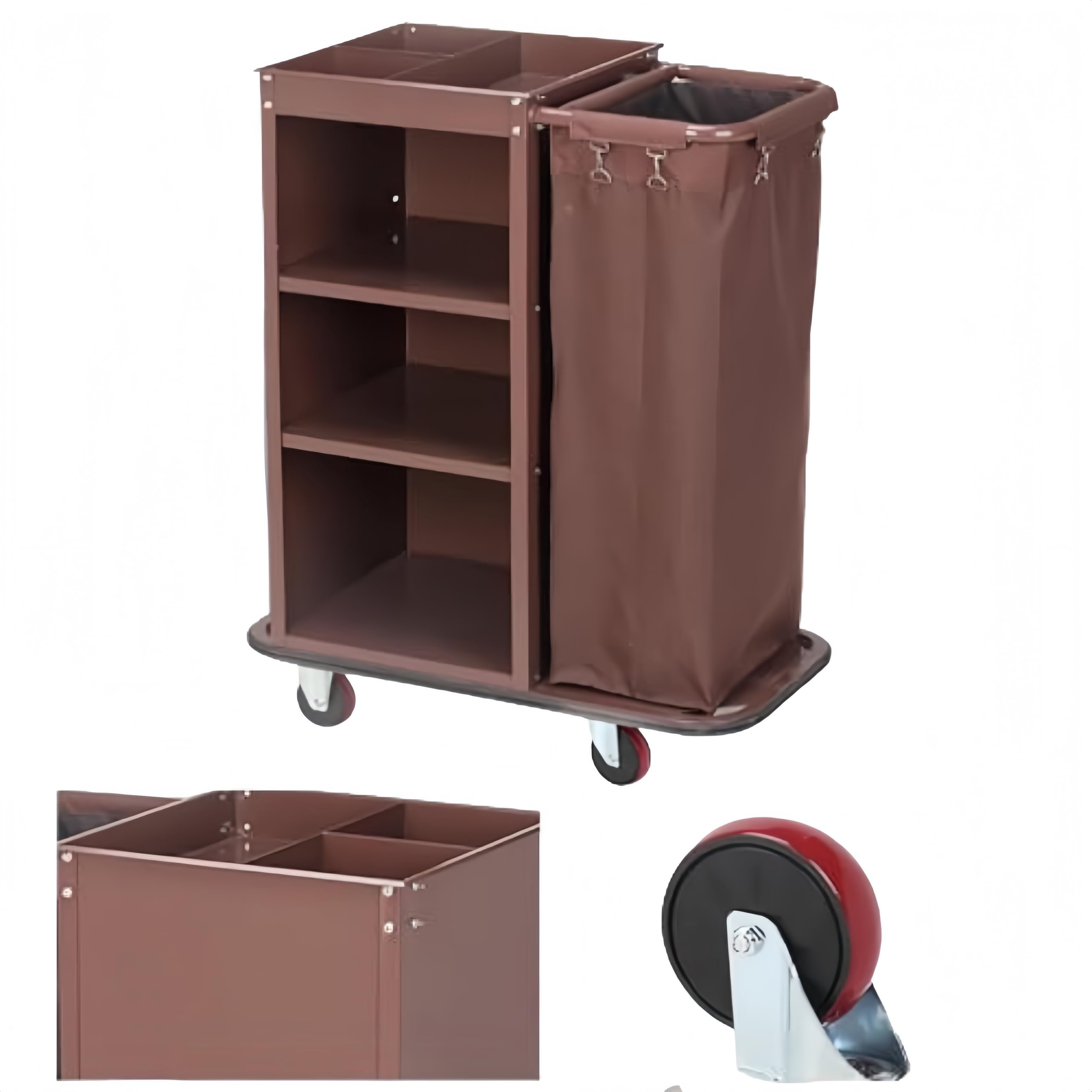 Carrito de limpieza con ruedas, organizador de suministros rodantes para limpieza, custodio y mantenimiento, organizador de limpieza eficiente para hoteles y oficinas