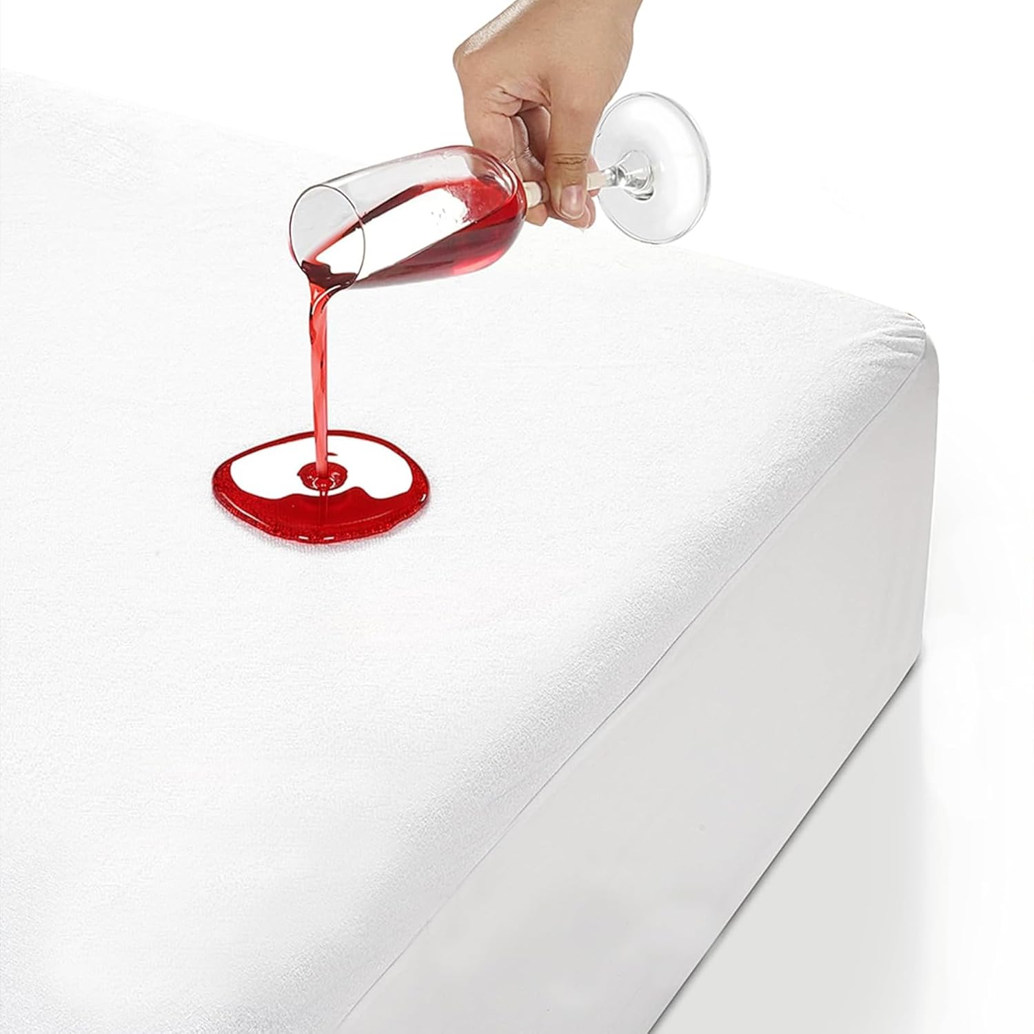 HOMEMONDE 100% Waterproof Premium Cotton Feel Mattress Protector Single Size, 72×48 Inches | Breathable and Hypoallergenic Ultra Soft Fitted Bed Protector Cover (72″x48″ – Single, White) HOMEMONDE 100% Waterproof Premium Cotton Feel Mattress Protector Single Size, 72×48 Inches | Breathable and Hypoallergenic Ultra Soft Fitted Bed Protector Cover (72″x48″ – Single, White)