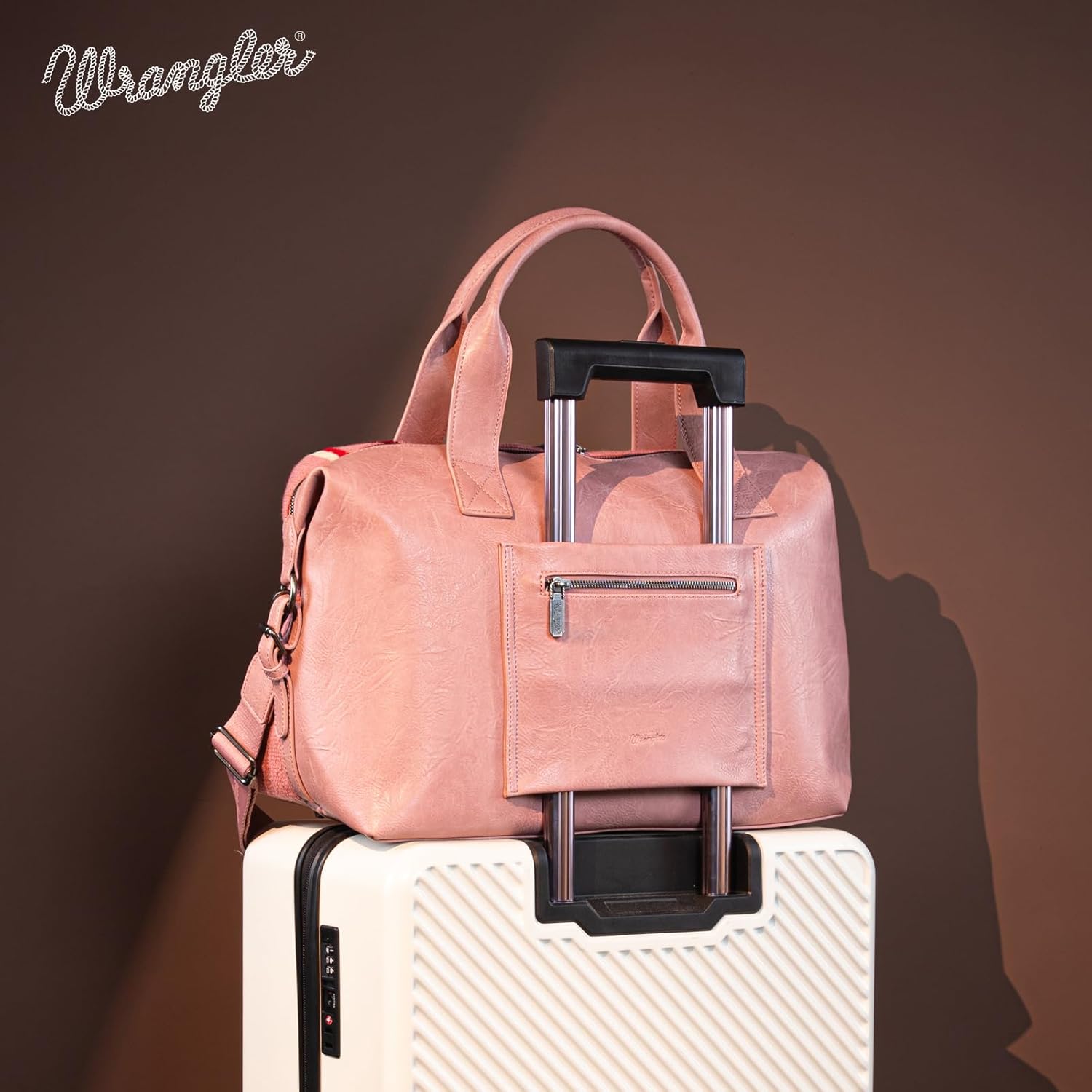 Wrangler Duffel Bag for Women Large Travel Weekender Bag Designer Tapestry Carry On Bags, Pink - Image 4