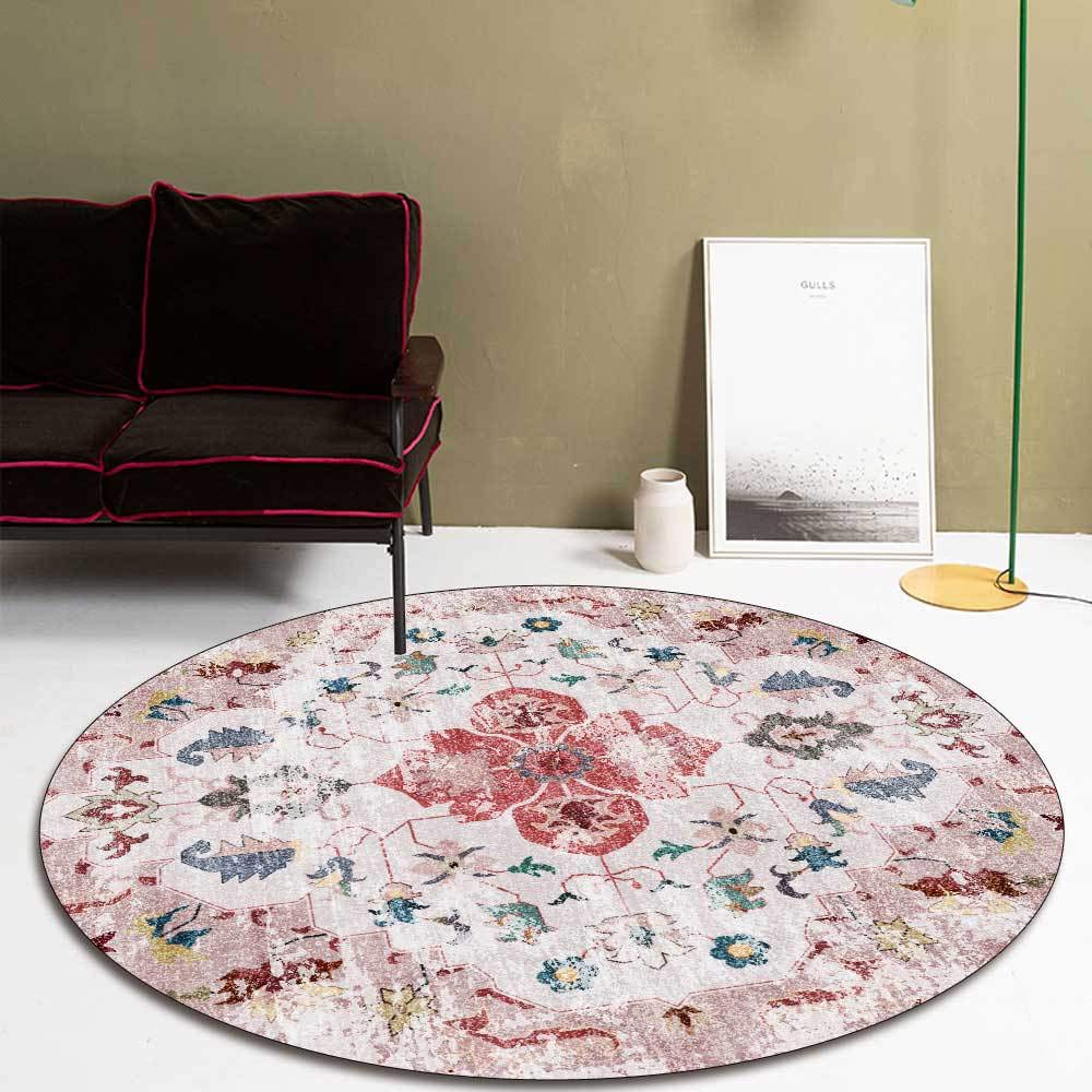 Dywanik do salonu nowoczesny dywan amerykańska wiejska vintage kwiaty salon/sypialnia/gabinet/stolik kawowy 80 x 80 cm okrągły