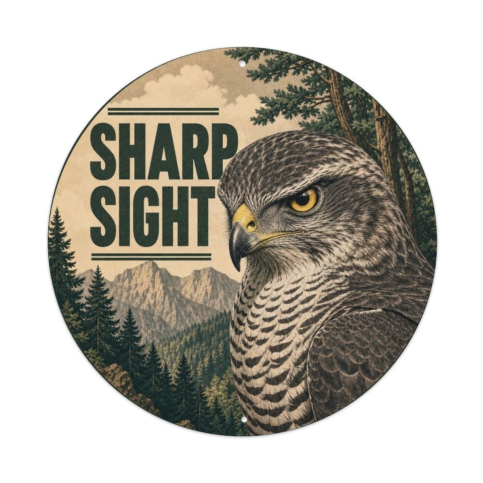 Okngb Style Goshawk Sharp Eye Comic Bird Pop Quirky Meme Humor Metal Tin Sign Plaque Wall Decor For Cafe, Man Cave, Club Bar, Office, Home Garden Round Metal Poster 8X8inch