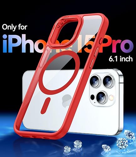 Miniatura 2 de CANSHN Funda magnética transparente diseñada para iPhone 15 Pro compatible con Magsafe No amarillea delgada y a prueba de golpes, funda protectora