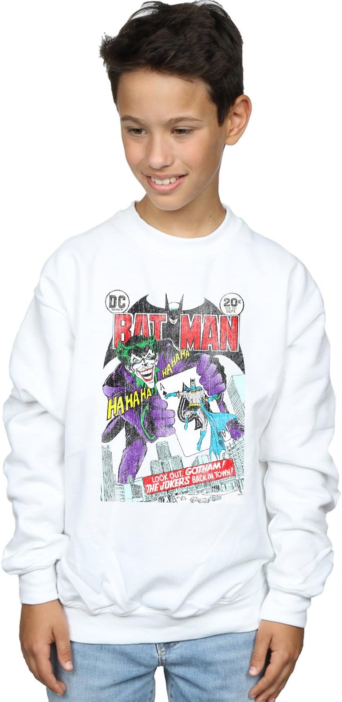 DC Comics Boys Batman Joker Playing Card Cover Sweatshirt White 12-13 years