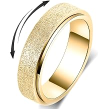 OreilleStar Titanium Stainless Steel Anxiety Ring for Women Men Fidget Spinner Ring, Size 6-12, Width 6MM, 5-Color Rose Gold-Rainbow-Silver-Black-Blue