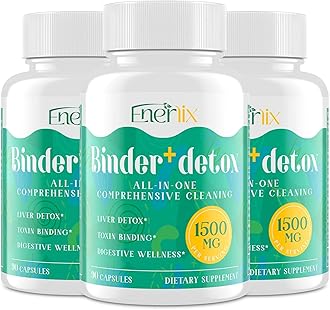15-in-1 Detox Binder, Activated Charcoal, Zeolite & Bentonite Clay, Chlorella, 1500 MG Supplement Maximum Absorbent, Liver Gut Digestive Toxin Detox Cleanse, 270 Vegan Capsules