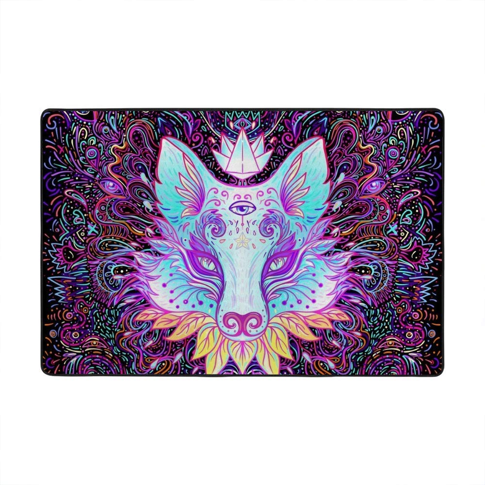Tapis de salon renard violet en velours corail Ruchen 183x122 cm