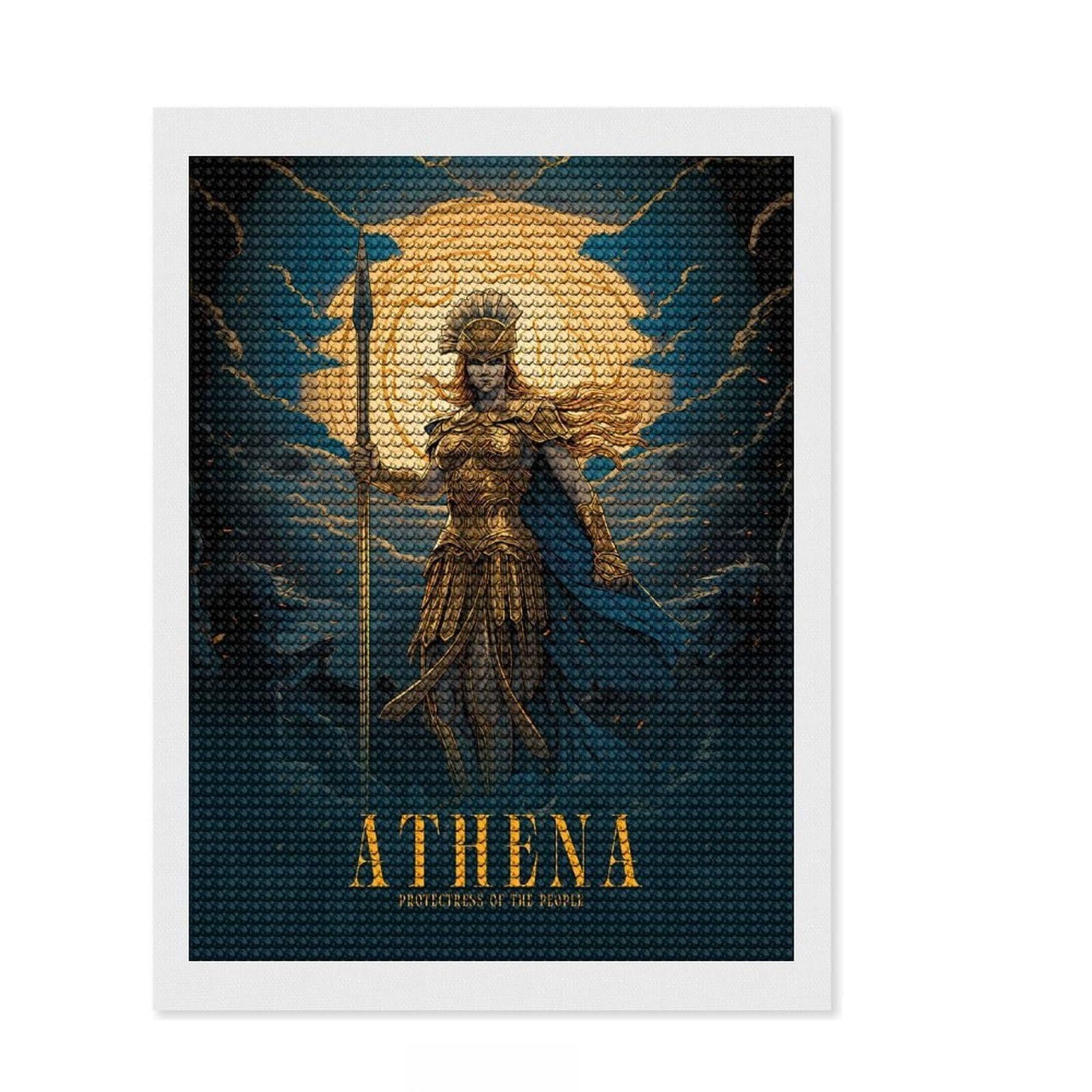Junmoney Athena Round Drill Diamond Painting 12"x16", for Creative Relaxation, Full Kit Included, Boho Decor, Gift Idea
