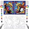VALLSIP 2 Pack Paint and Sip Canvas Painting Kit Pre Drawn Canvas for Painting for Adults Stretched Canvas Couples Games Date Night Shoe Crown Anniversary Couple Paint Party 8X10